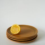 Set of 4 stoneware dessert plates with Sarreguemines edging, Made in France, 1970