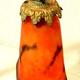 Art-nouveau lamp articulable bronze foot with glass paste shade muller lunéville