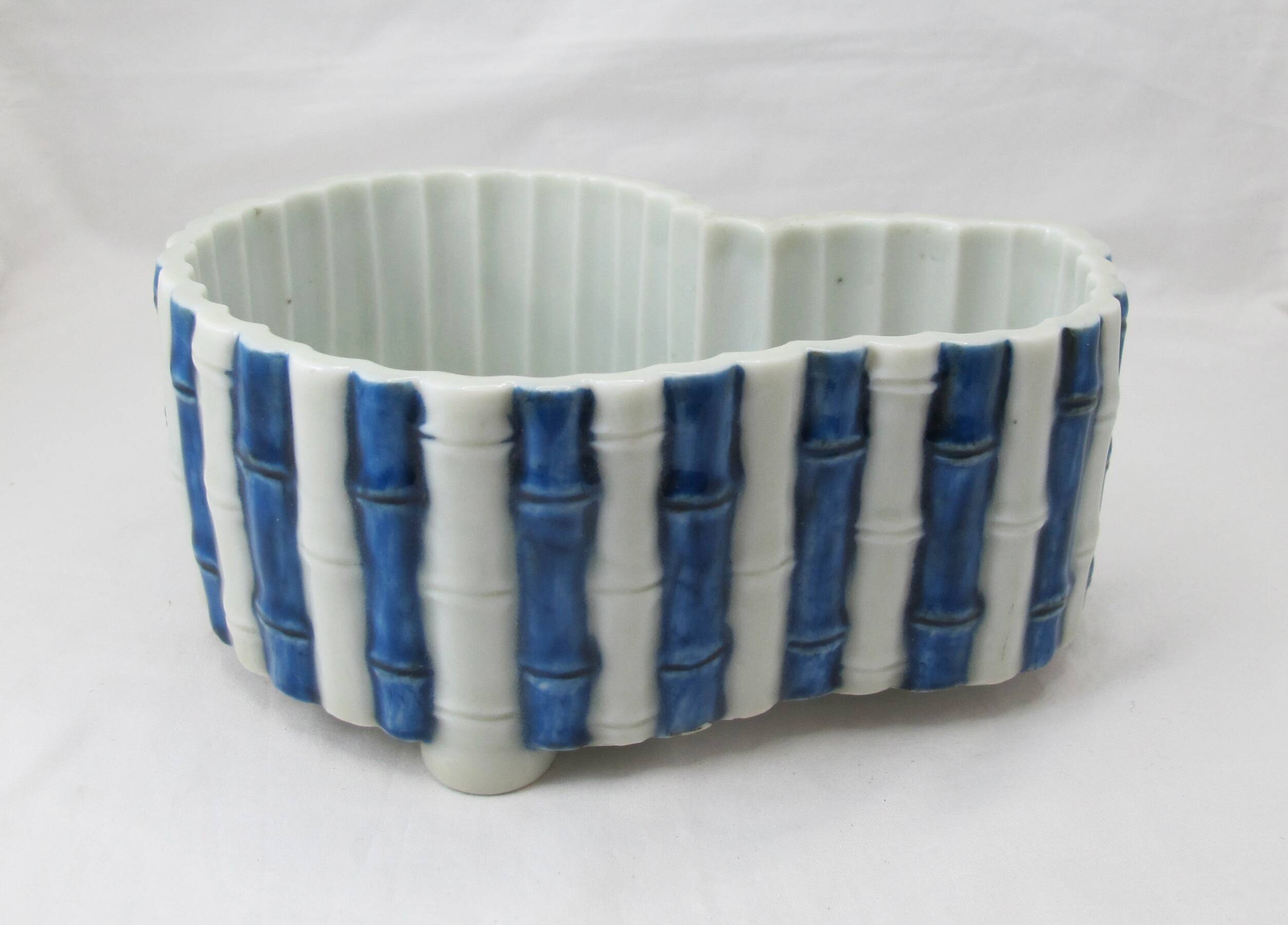 Old Chinese or Japanese blue and white porcelain planter from the late 19th or early 20th century