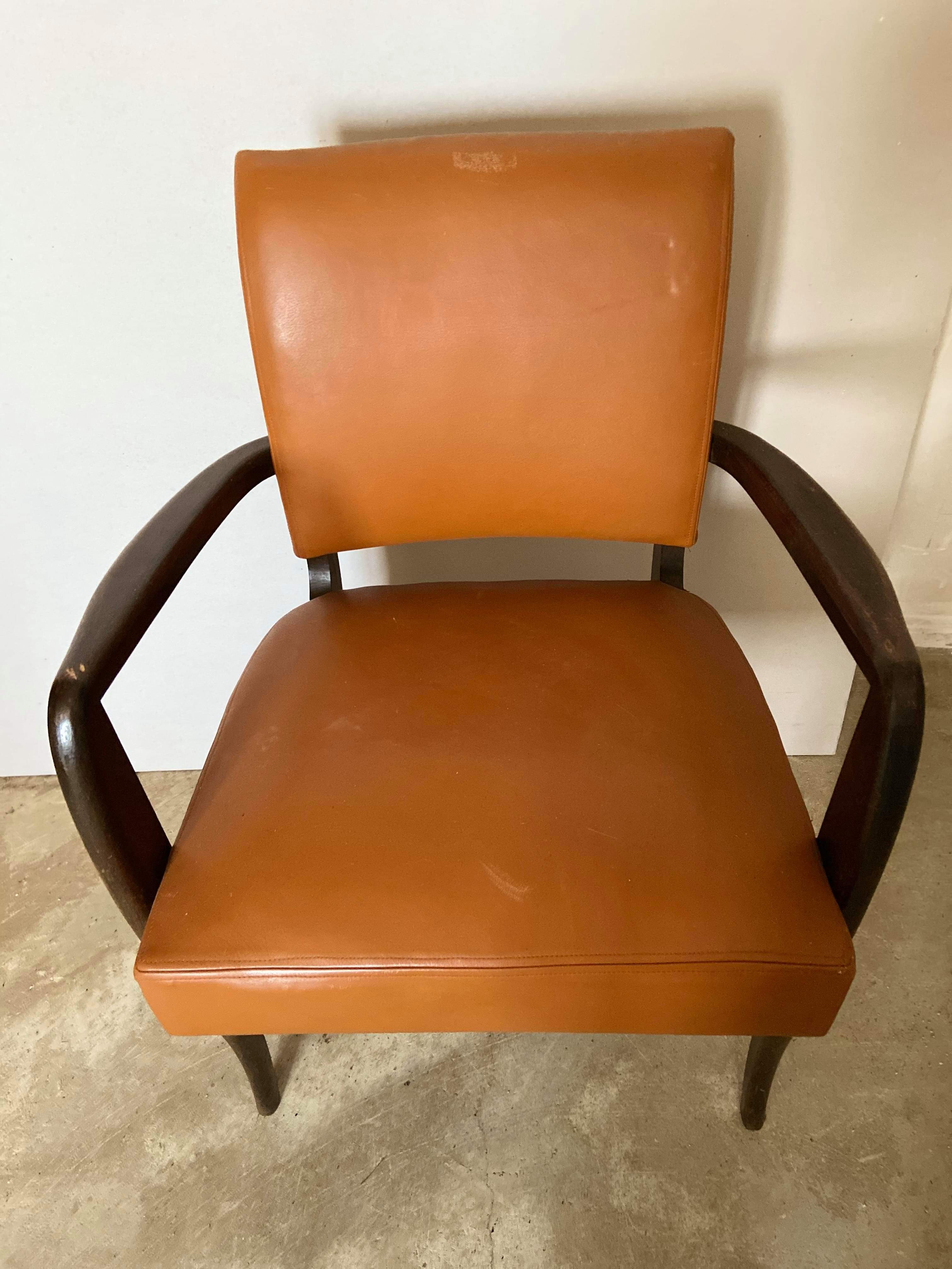 Pair of club bridge armchairs