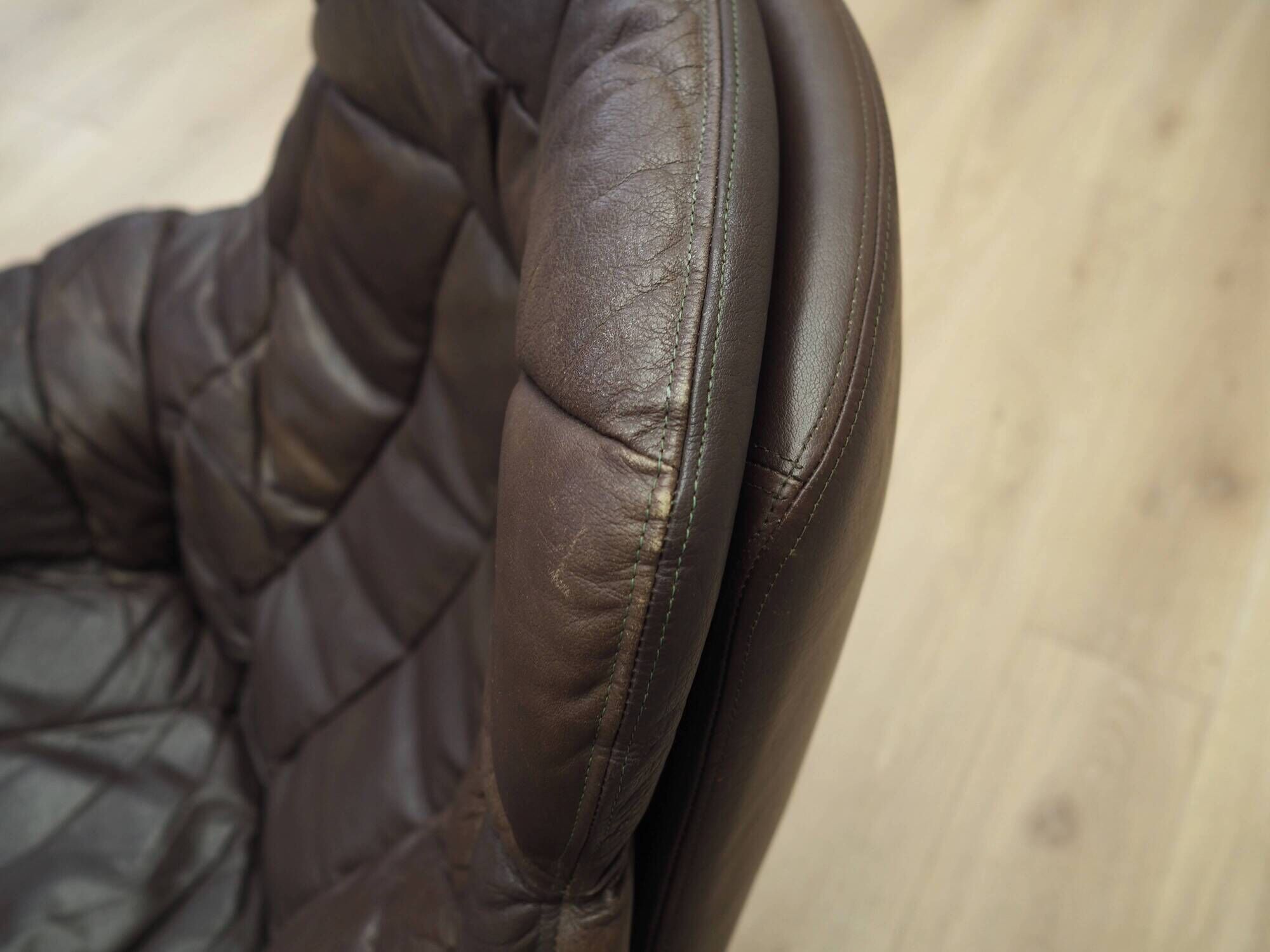 Leather swivel armchair, Danish design, 1960s, designer: H.W. Klein, manufacture: Bramin