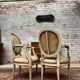 Pair of Armchairs with Back Medallion Lacquered Wood Louis XVI Style XIX Century