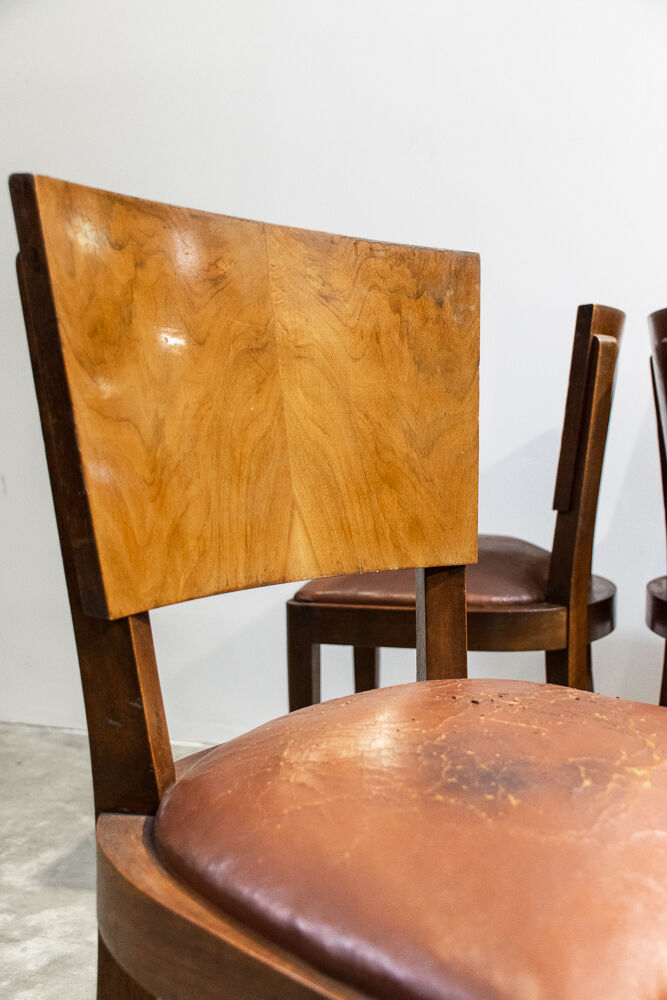 Set de six chaises cuir art déco France 1930