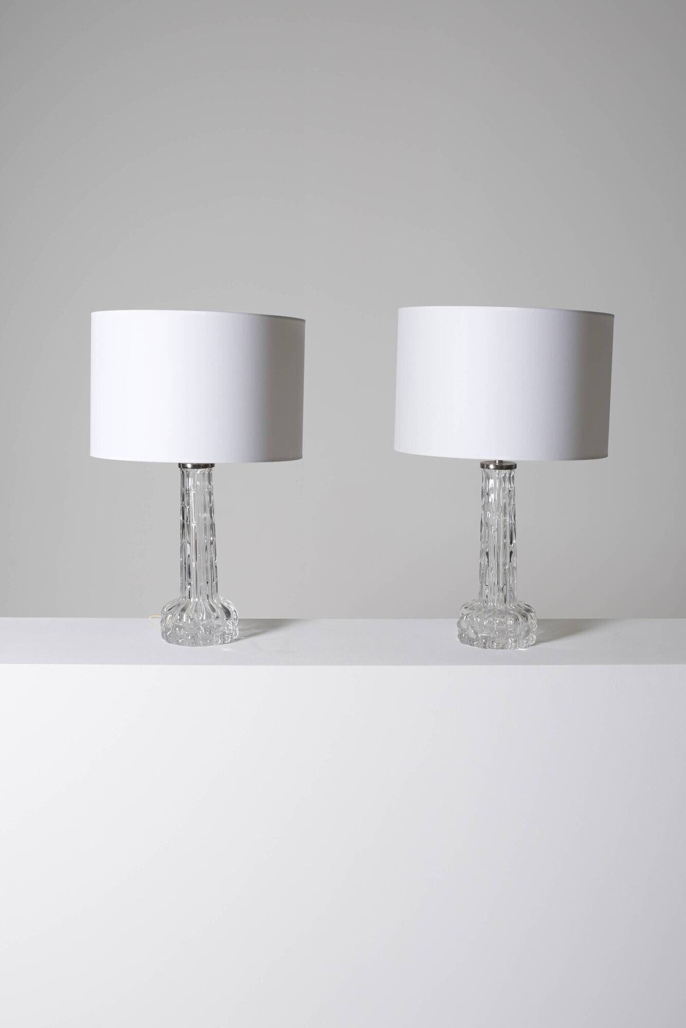Pair of crystal table lamps by Carl Fagerlund for Orrefors, 1970s