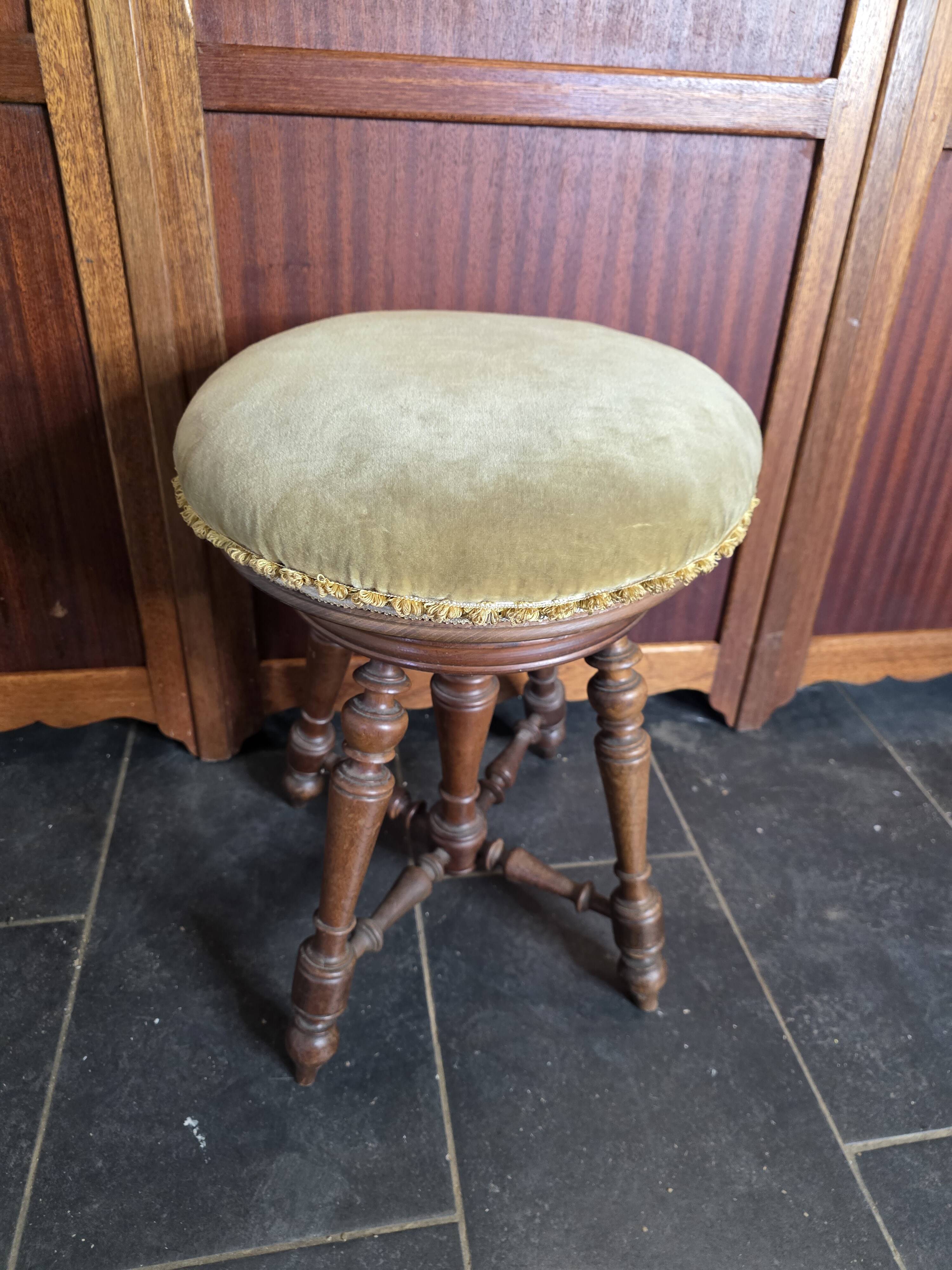Antique adjustable piano stool