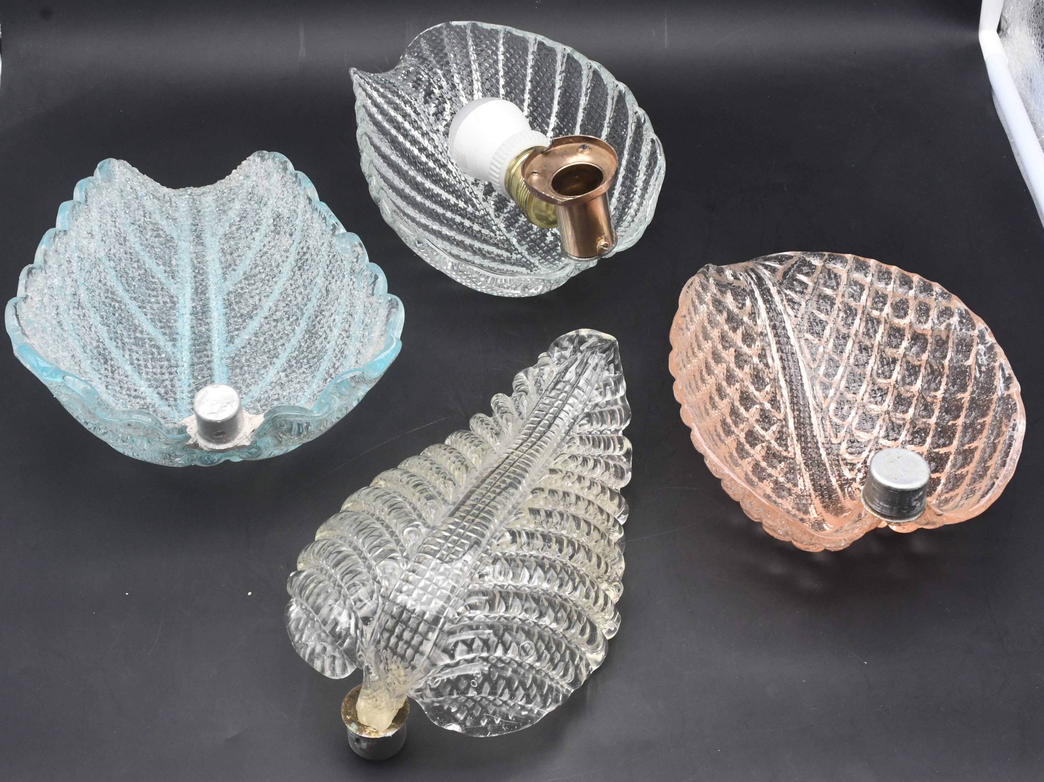 Wall light Trasparent Jewel Murano Glass Leave by Barovier e Toso, 1950s