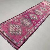 Vintage Turkish  Tribal Runner 355x90 cm veg dye wool rug tribal, handmade