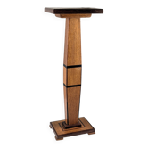 Colonne piédestal Art Déco en bois avec marqueterie géométrique, France, années 1920.