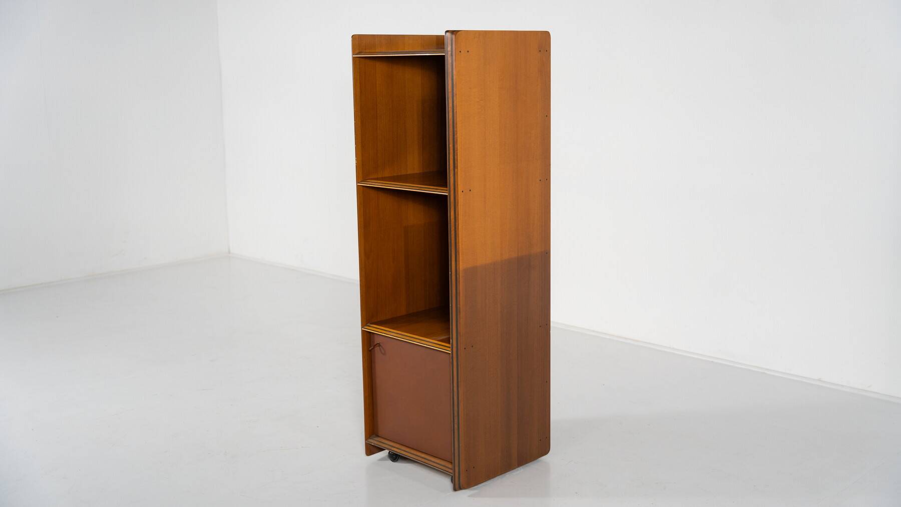 Mid-Century Modern Artona shelf by Afra & Tobia Scarpa for Maxalto, Wood and Leather, 1970s