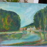 Table the mill by the vintage river 1950, unsigned
