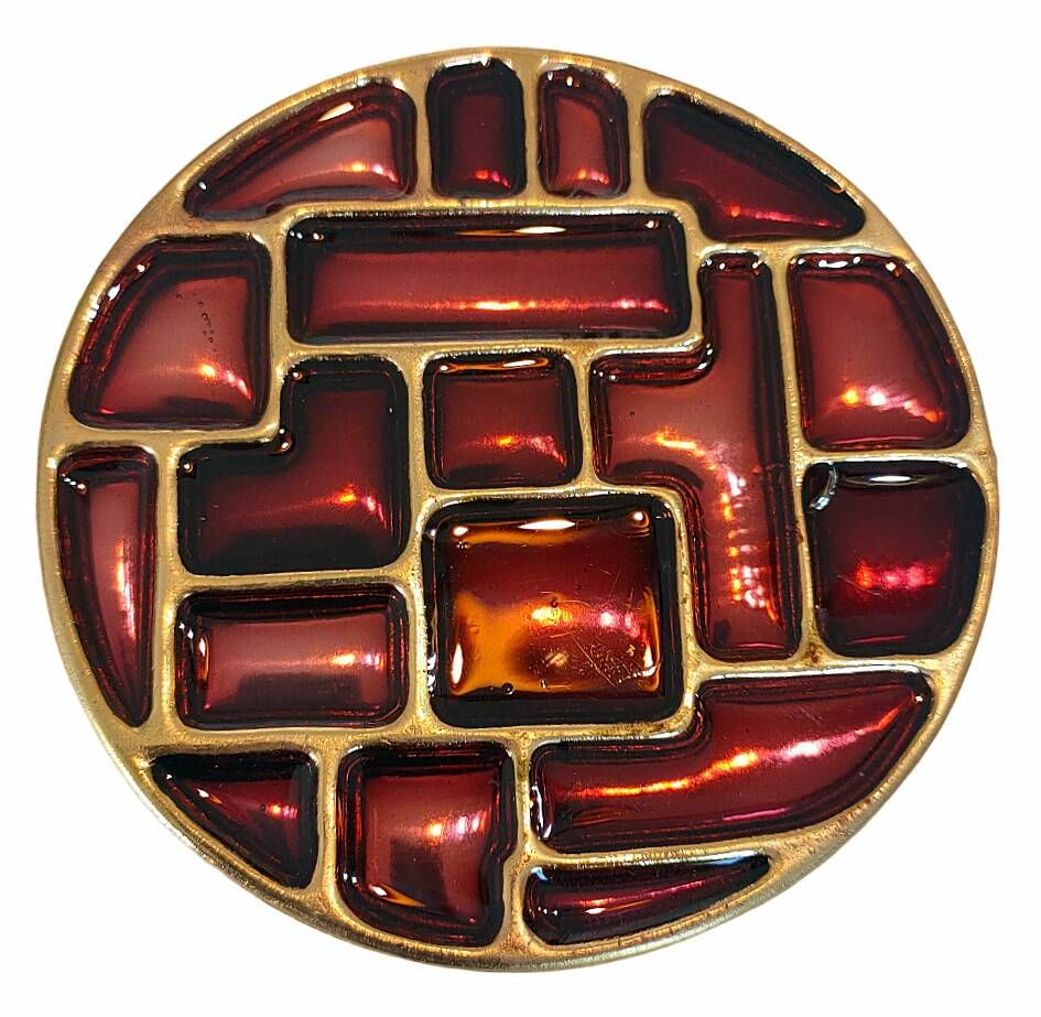 6 vintage cloisonné coasters in the style of mithé espelt, m. de crécy, ...