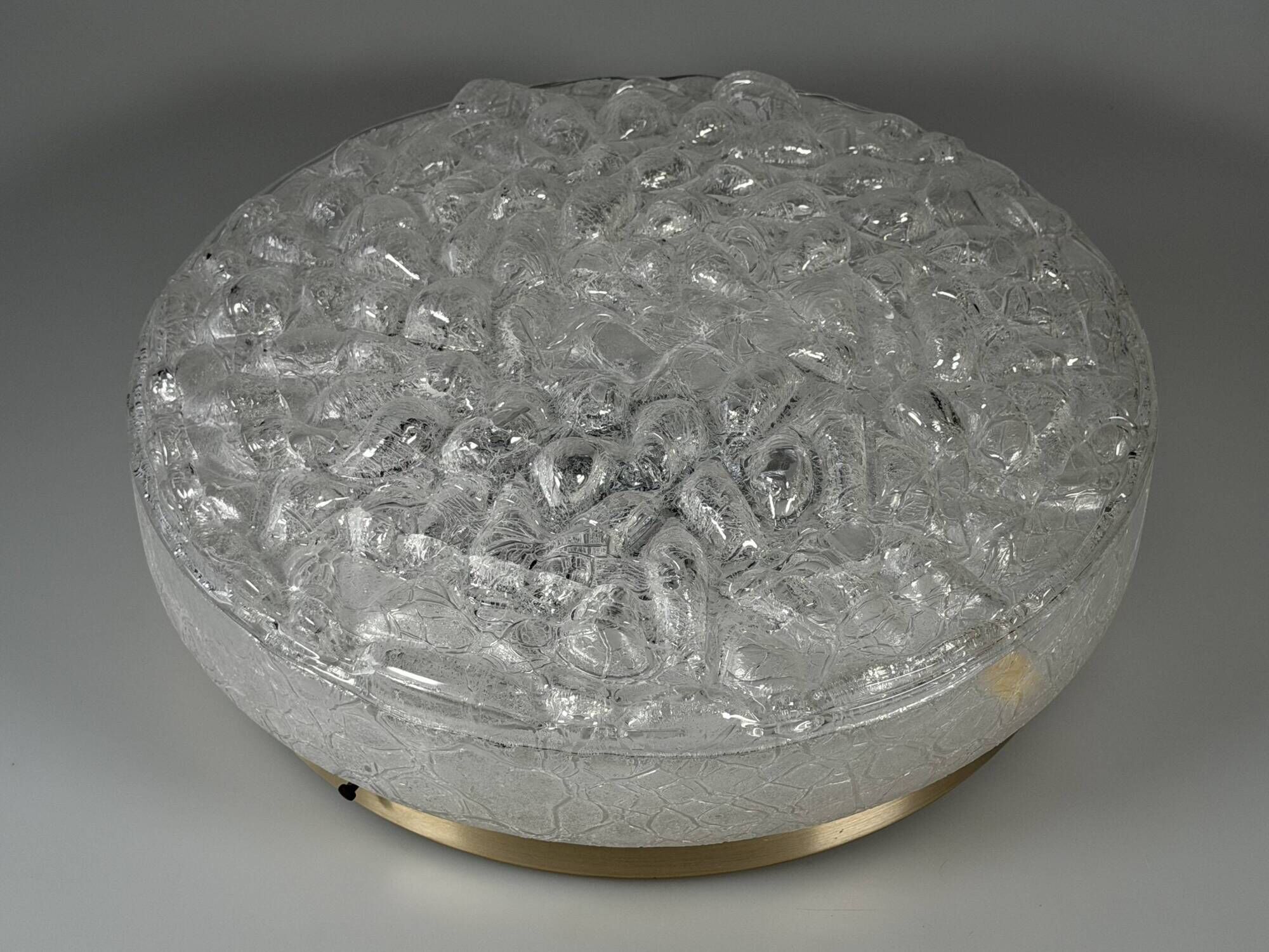 1960s 1970s Ceiling Lamp Ice Glass Doria Germany Space Age Design