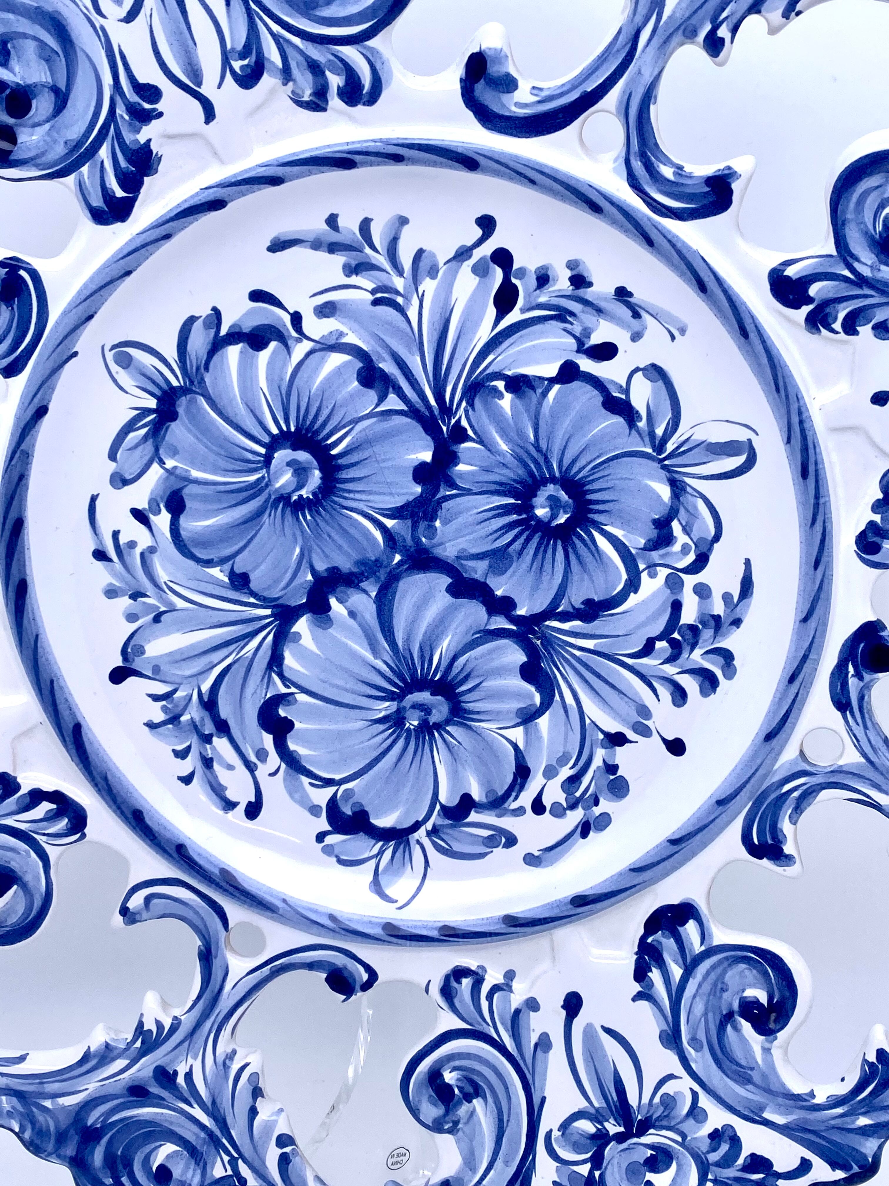 Decorative plate Portuguese ceramic blue and white