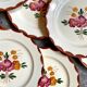 10 hand-painted Longchamp dessert plates, service "Agen" 1950s'