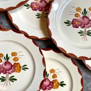 10 hand-painted Longchamp dessert plates, service "Agen" 1950s'