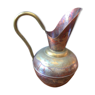 Pot, copper and brass jug