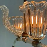 Venetian chandelier in clear Murano glass and brass circa 1950