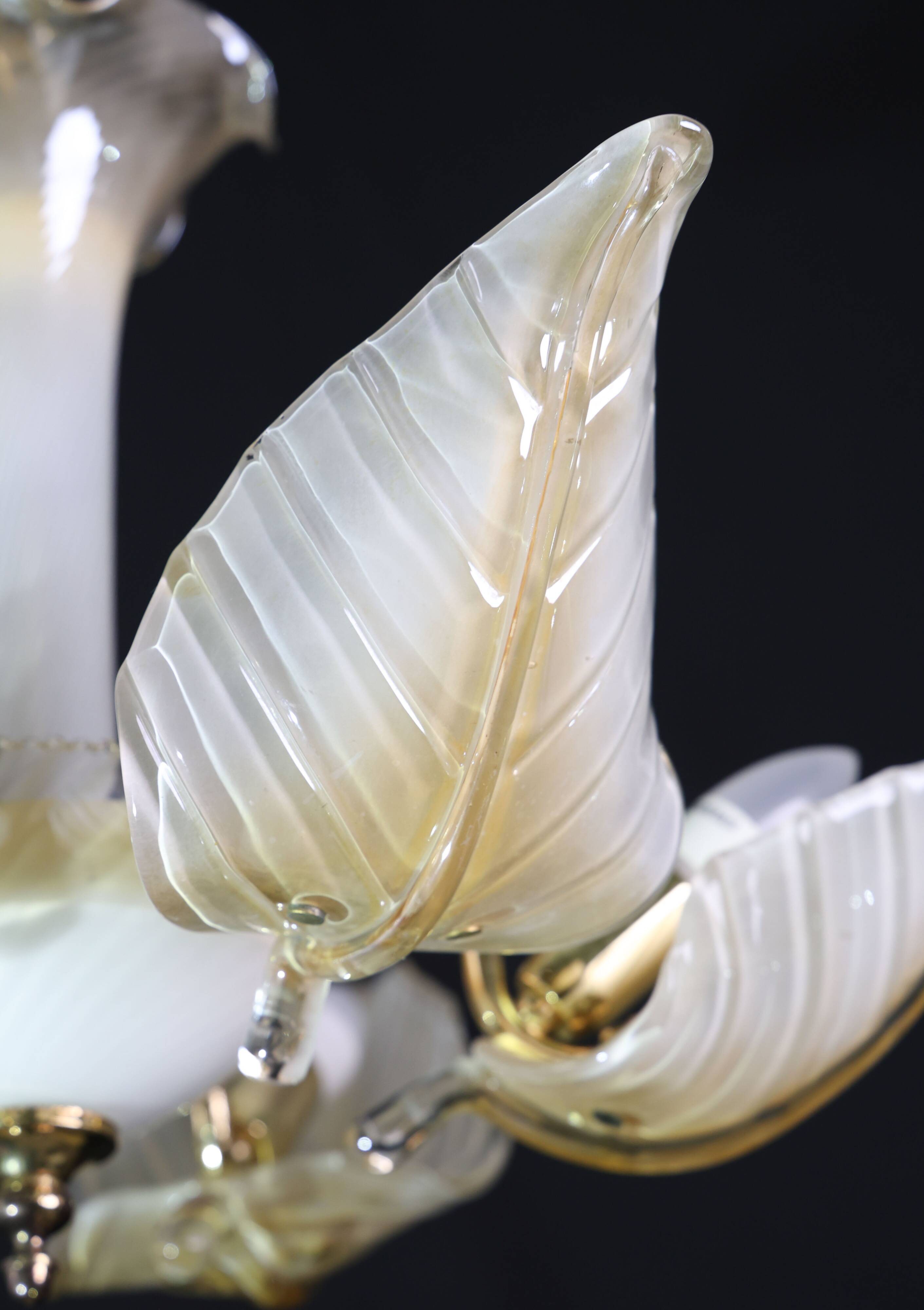 Exceptional Vintage 6-Light Gold Murano Glass Chandelier