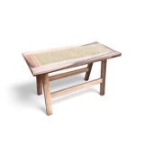 Bohemian Bench in solid wood and cane