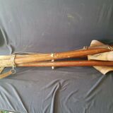 Wooden and leather folding stool