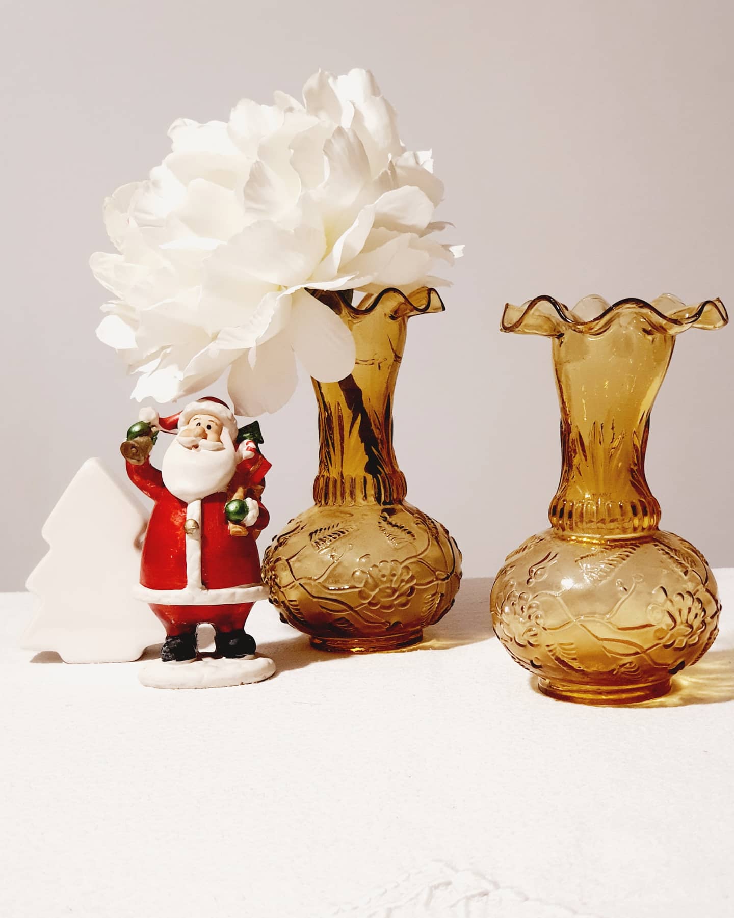 Vintage moulded amber glass vases