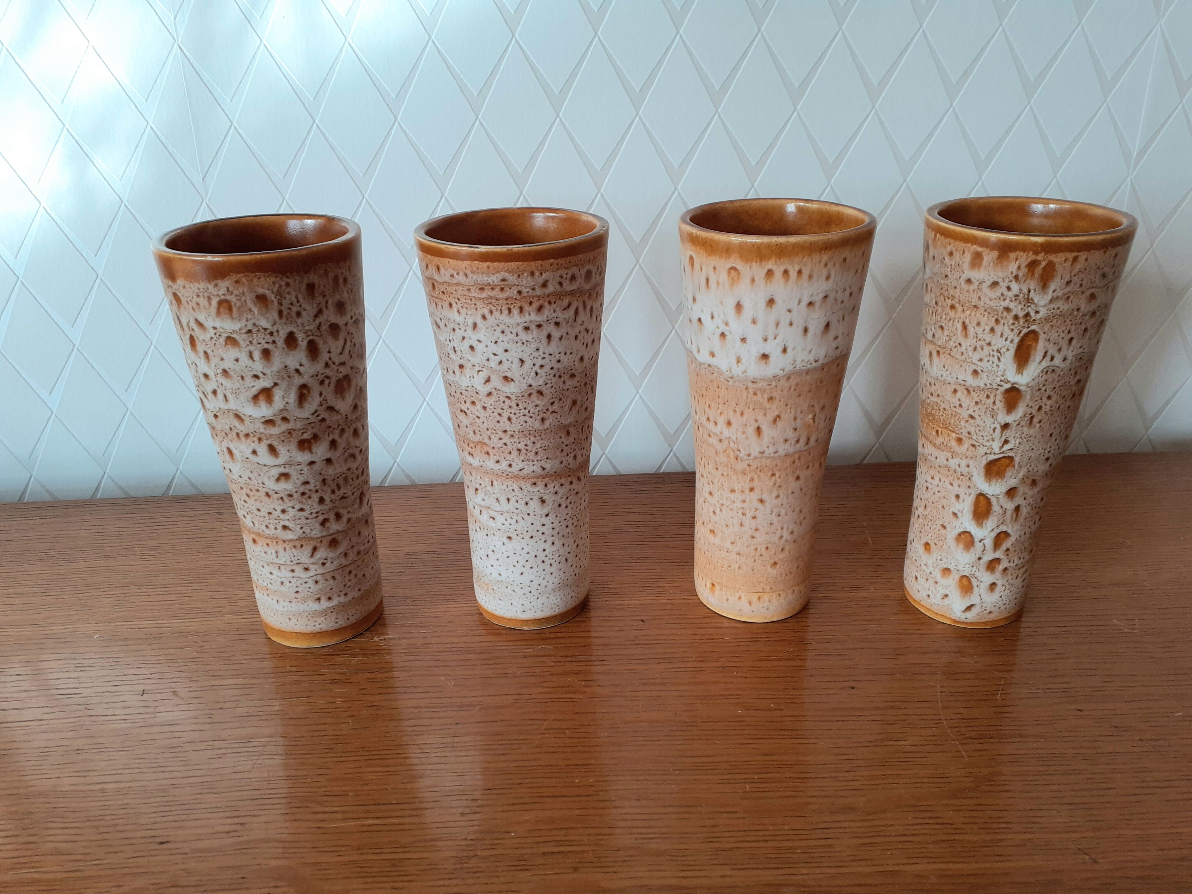 Lot de 4 vases en grès vintage
