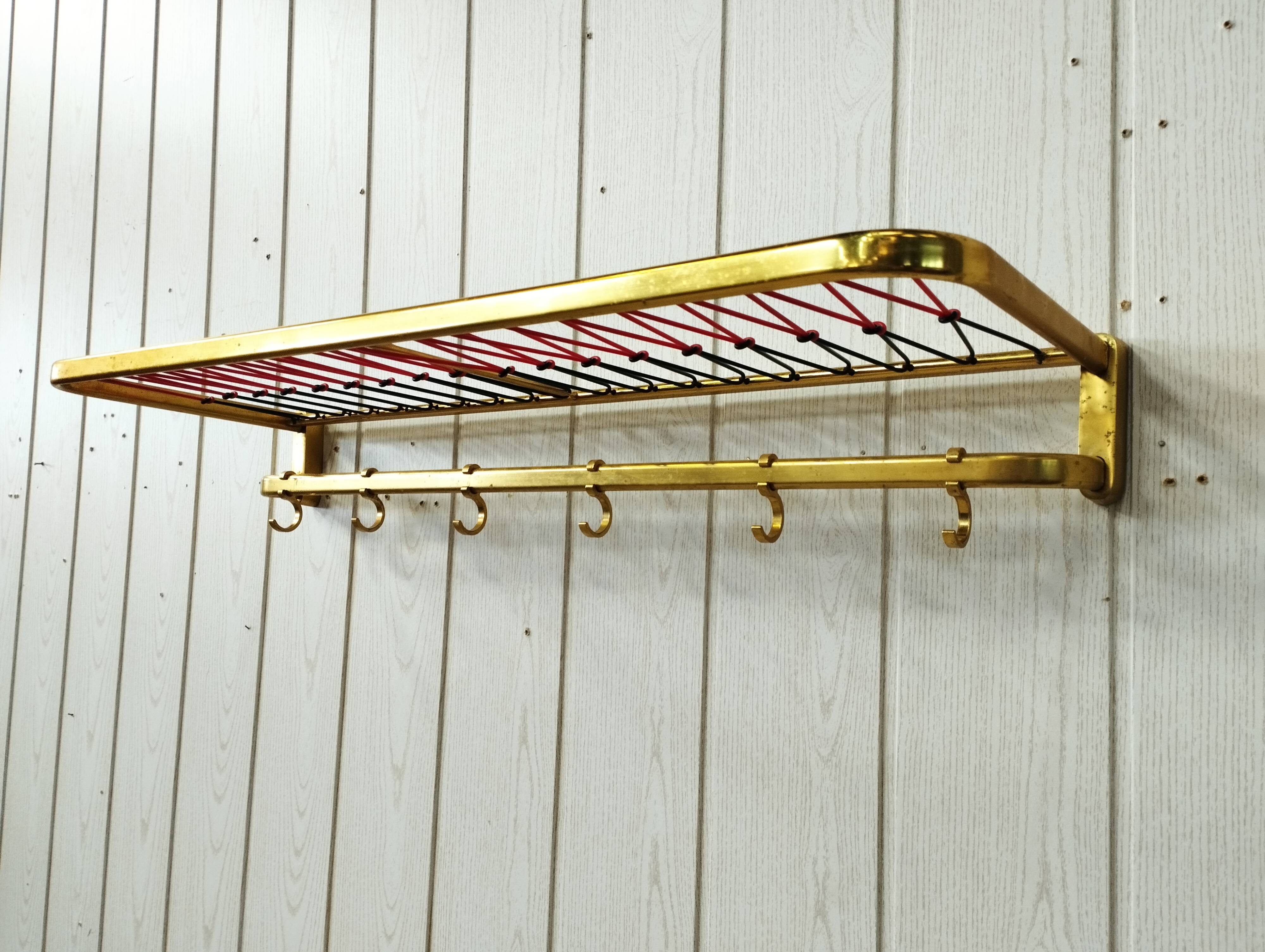 Vintage gold metal and scoubidou coat rack