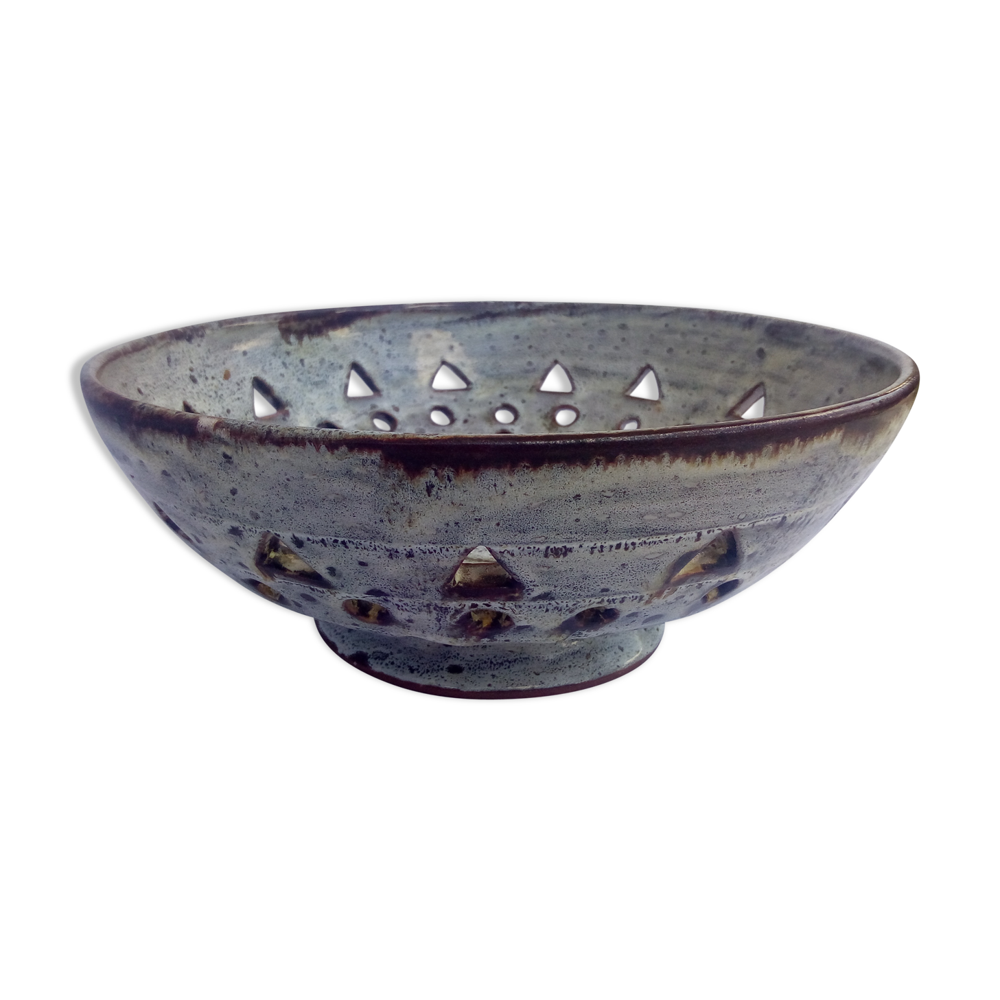 Ethnic cut in grey and brown enamelled earth