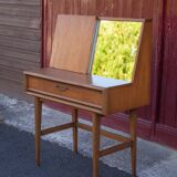 Vanity unit and its swivel armchair, Scandinavian furniture, desk, console, 50s