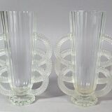 Pair of Art-deco glass vases signed Verlis. Good condition.