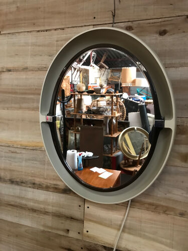 Miroir ovale design allibert année 70
