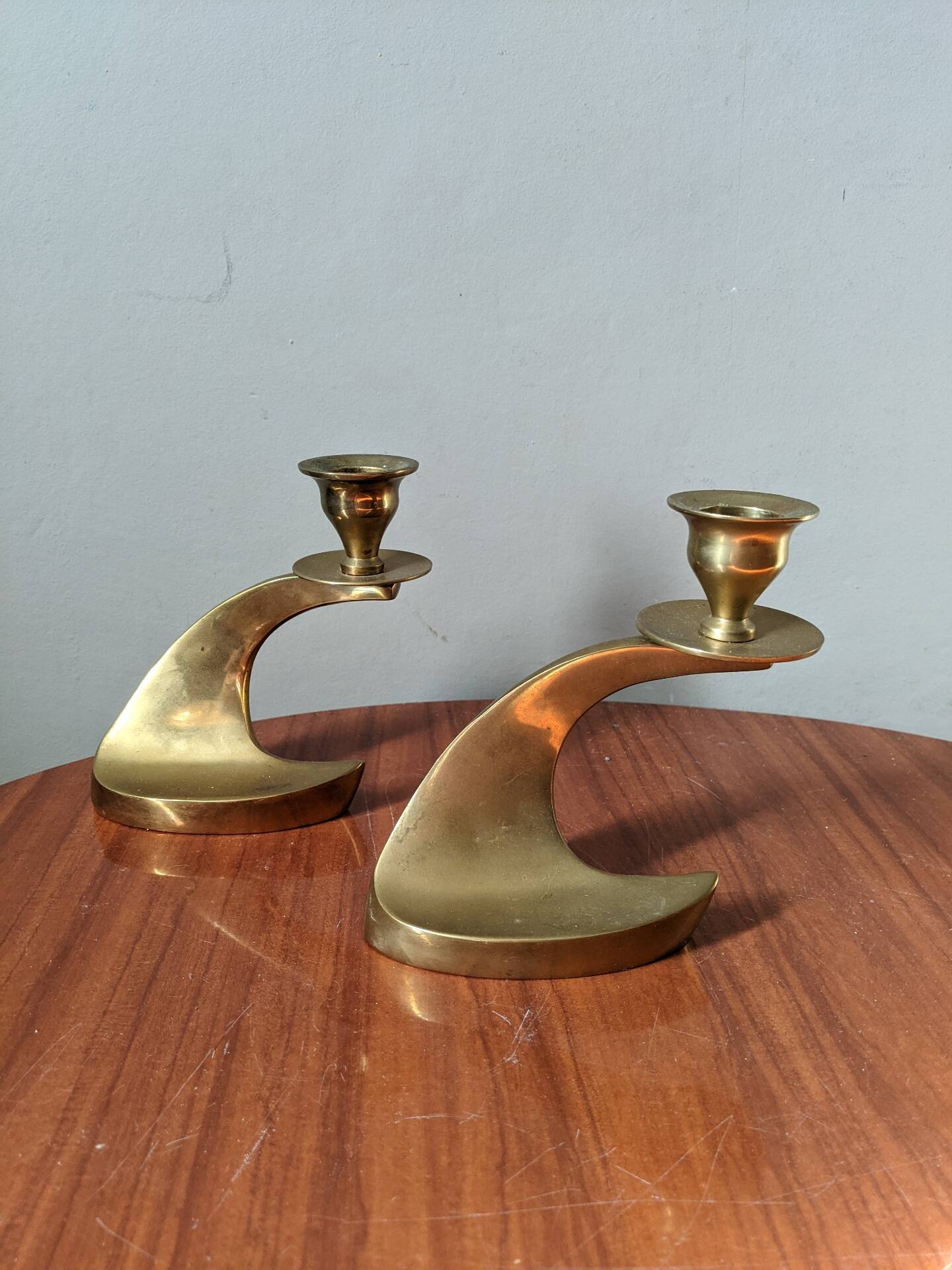 Pair of brass candle holders Scandinavian decoration