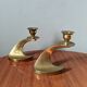 Pair of brass candle holders Scandinavian decoration