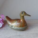 Ancienne Boite en Forme de Canard en Laiton Artisanale Fabriquée en Inde