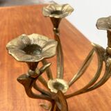 Vintage brutalist floral metal candlestick