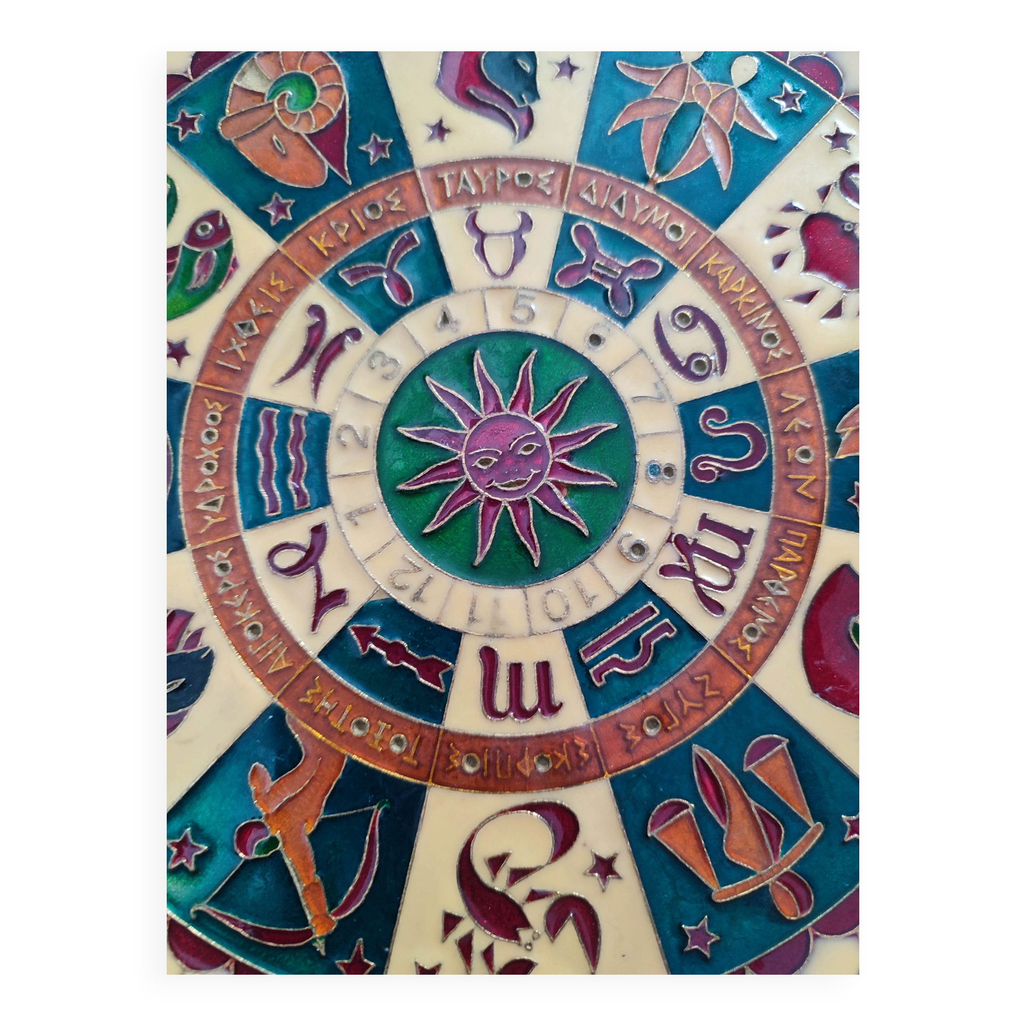 💞 vintage 70s, pretty decorative plate zodiac sign