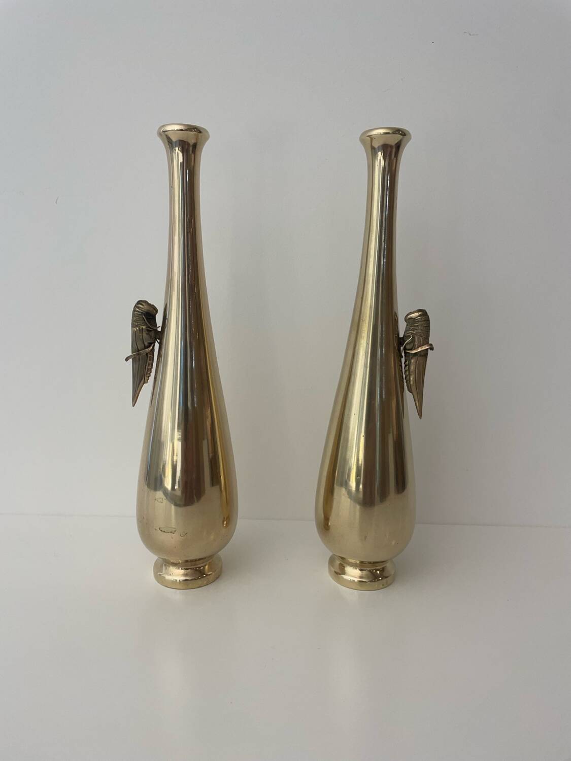 Pair of gilded bronze flower vases - Japan - 1900 Meiji era