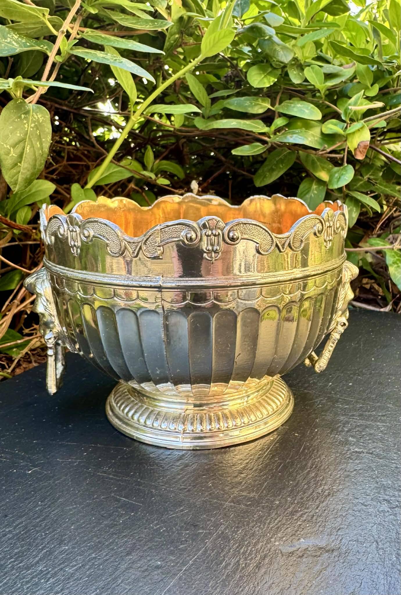 Silver glass cooler in Empire lion style