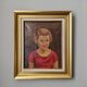 Oil on canvas gilded wooden frame old portrait of a young girl classic