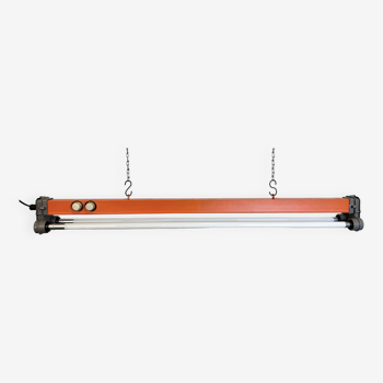 Lampe Tube Suspendue Industrielle Orange, 1970s