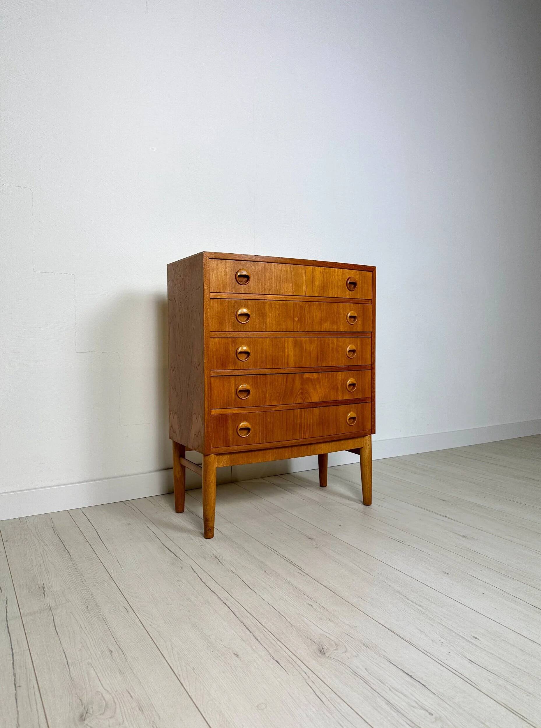 1960s Vintage Kai Kristiansen Teak Bow Front Dresser