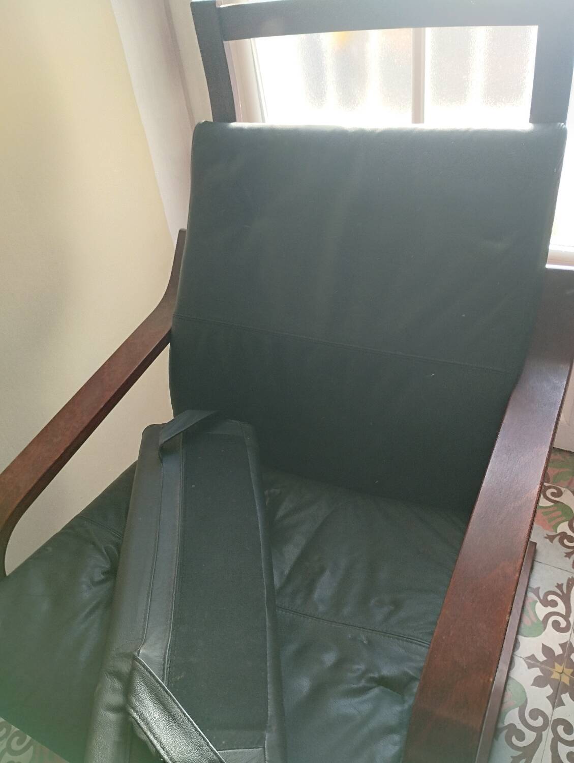 Scandinavian armchair in black leather