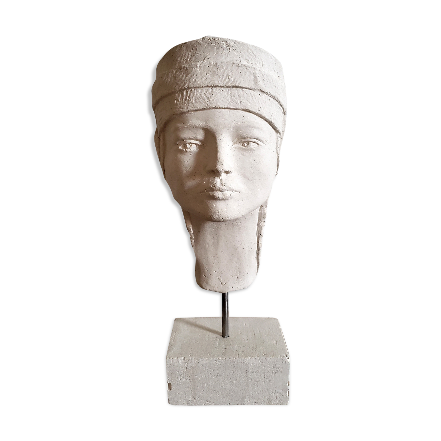 Young girl's head in plaster