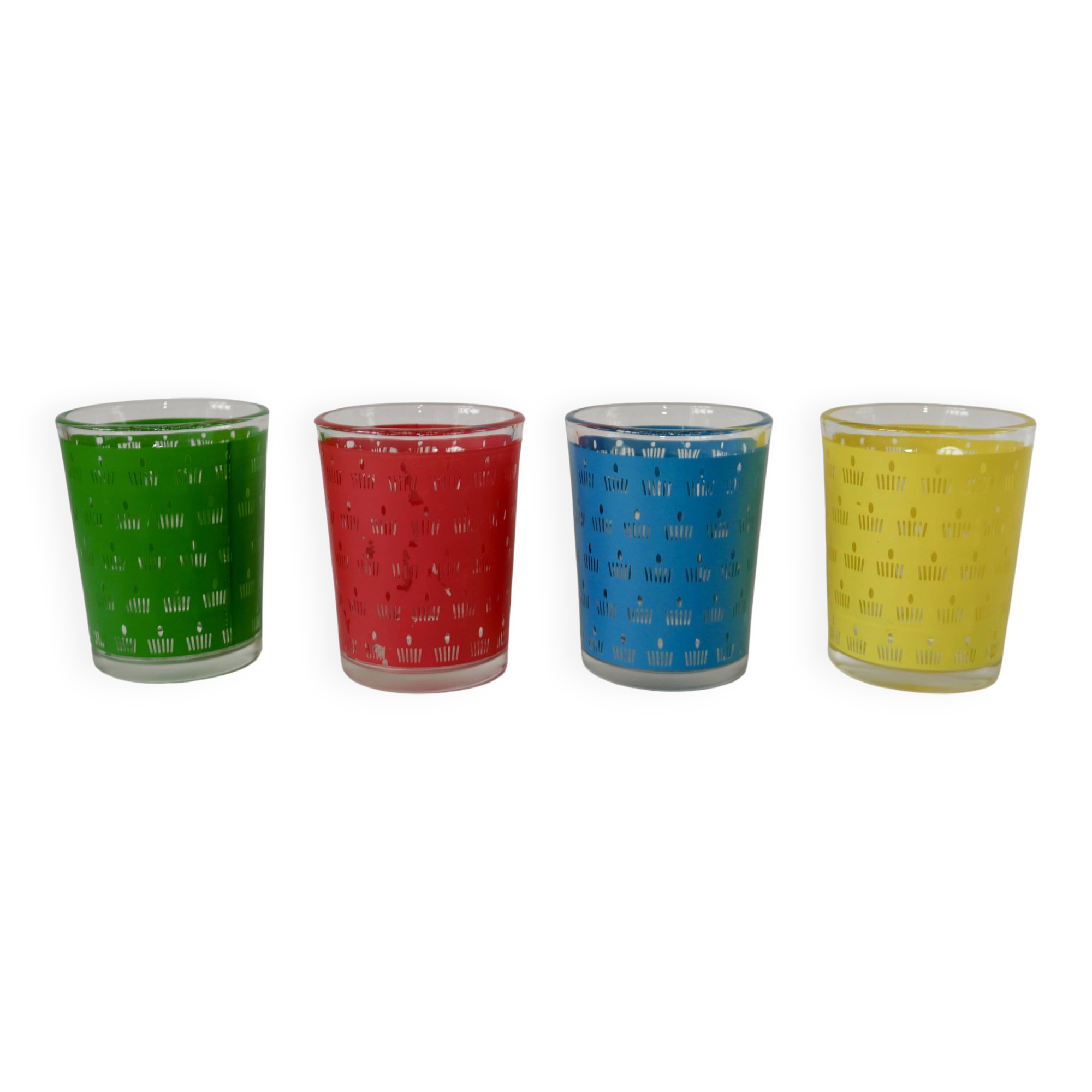 Lot de 4 verres à eau colorés années 70