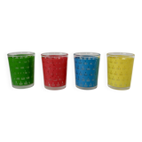 Set of 4 colorful 70s water glasses