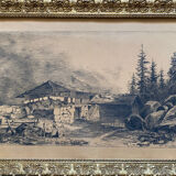 Pair of original drawings by Alice Gendreau dated 1908 "Alpine Landscapes"