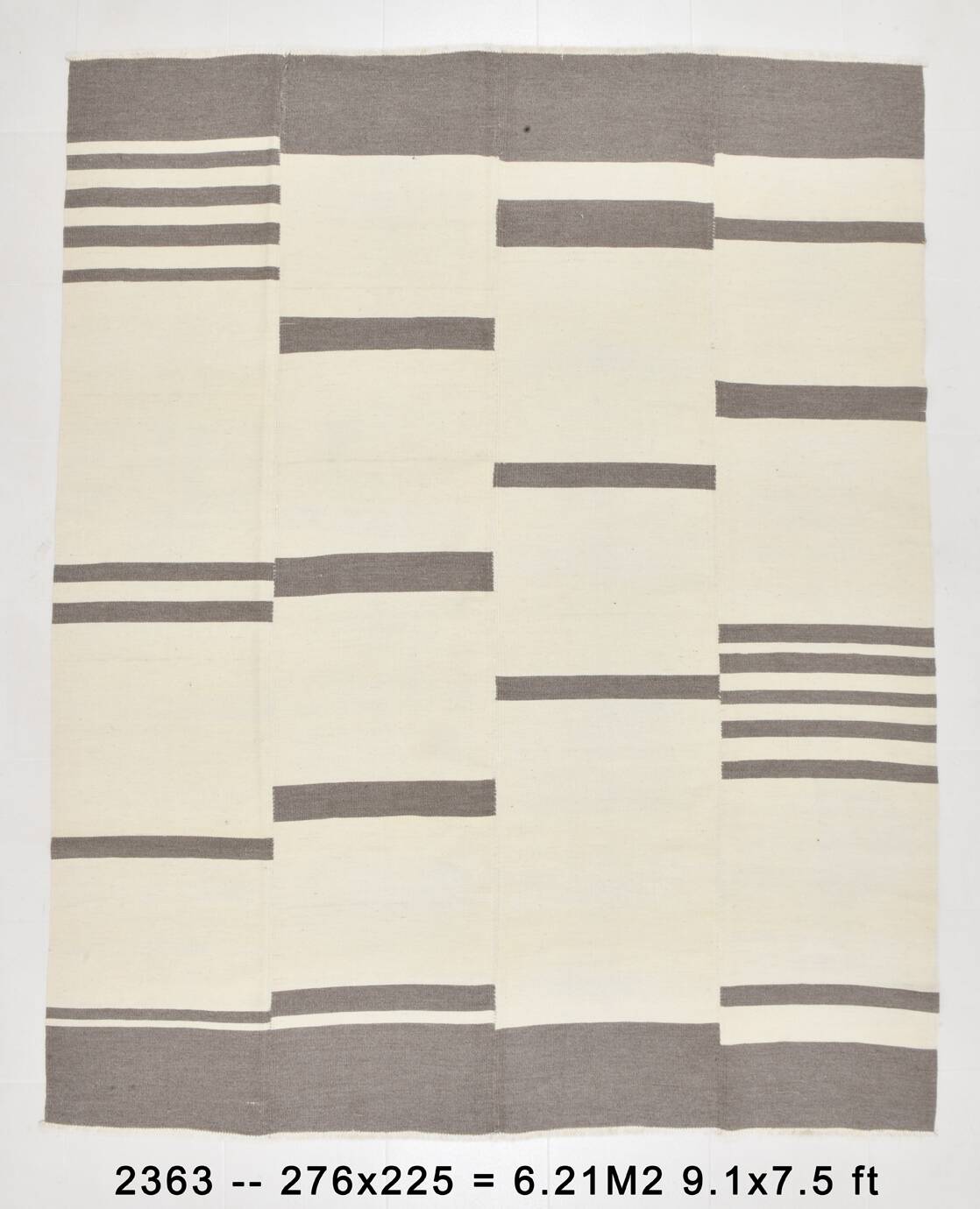 Beige & Gray Ethnic Kilim Rug, 225x276Cm