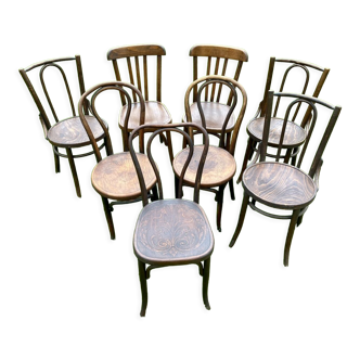 Set of 8 mismatched bistro chairs