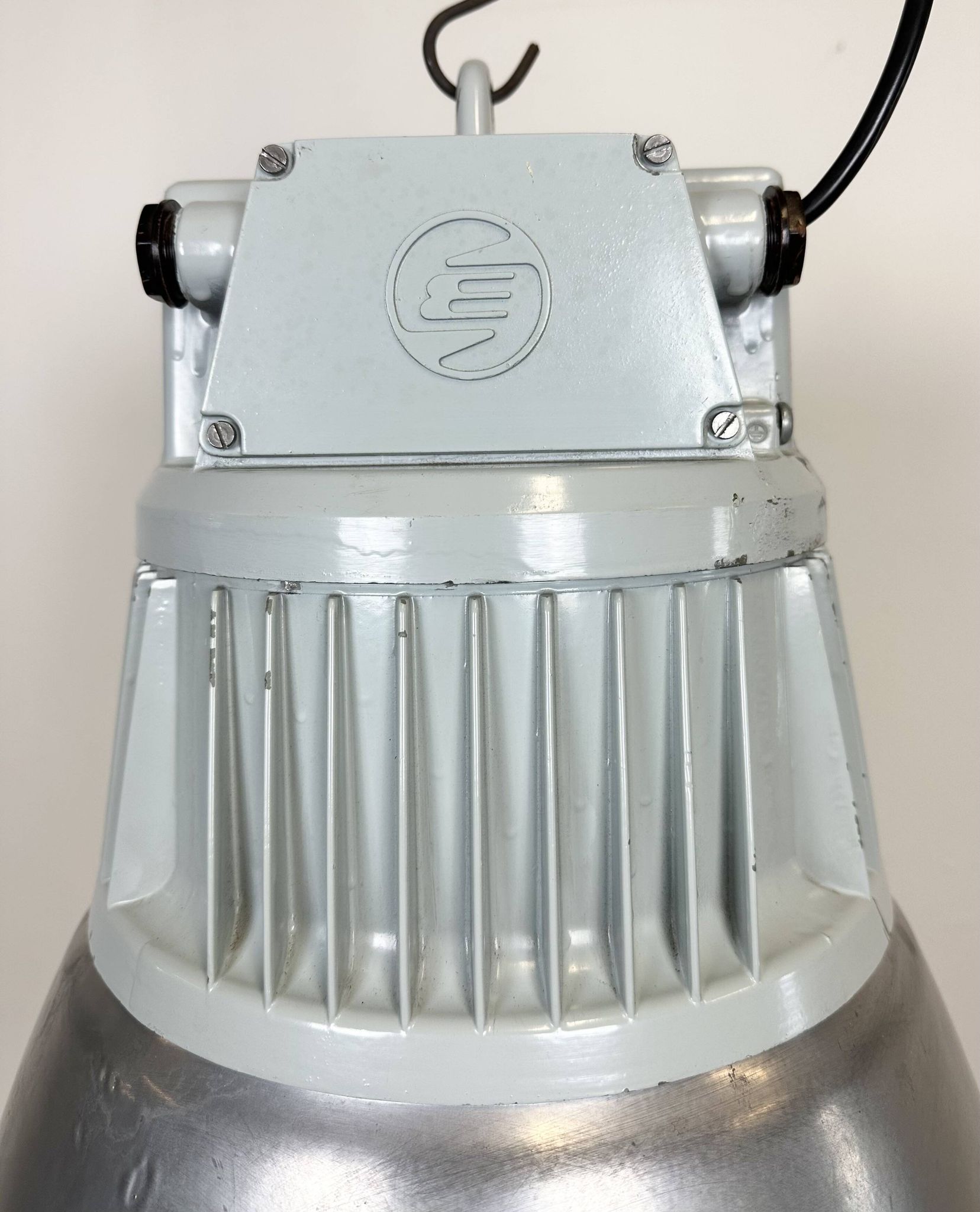 Vintage Silver Industrial Factory Pendant Lamp from Elektrosviti, 1960s