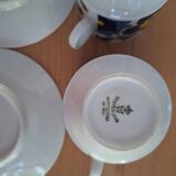 2 tasses à café fleurs bleues porcelaine